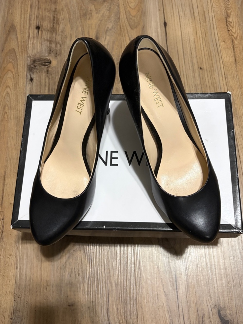 Nine West Black Platform Leather Pumps